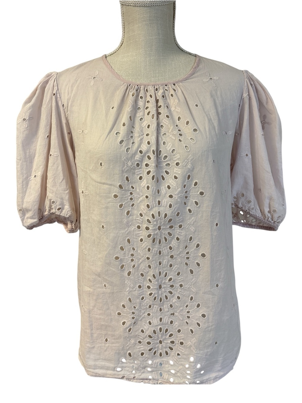 Express Light Pink Eyelet Puff Sleeve Women's Top - Unbranded Sz/M